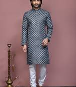 Grey printed cotton  kurta pajama