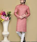 Multicolour printed rayon & cotton kurta pajama