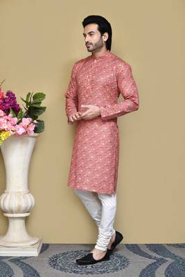 Multicolour printed rayon & cotton kurta pajama 2