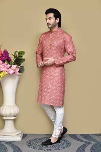 Multicolour printed rayon & cotton kurta pajama