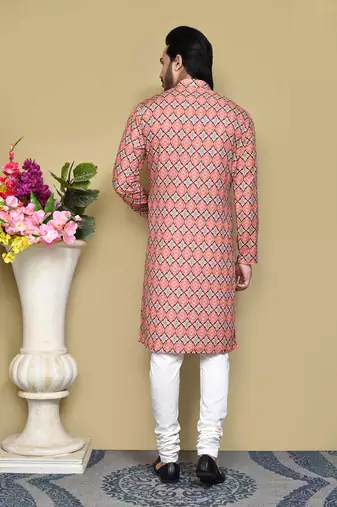 Multicolour printed rayon & cotton kurta pajama