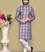 Multicolour printed rayon & cotton kurta pajama