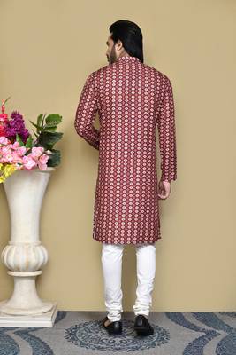 Multicolour printed rayon & cotton kurta pajama 3