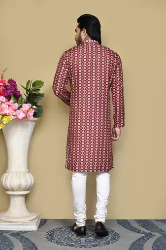Multicolour printed rayon & cotton kurta pajama