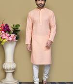 Rust embroidered cotton kurta pajama