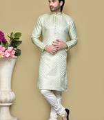 Pista embroidered art silk kurta pajama