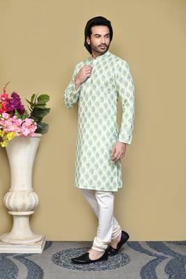 Pista printed cotton kurta pajama 2