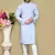 Sky blue printed cotton kurta pajama