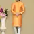 Orange woven cotton silk kurta pajama