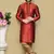 Red woven art silk kurta pajama