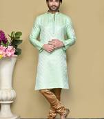 Pista woven art silk kurta pajama