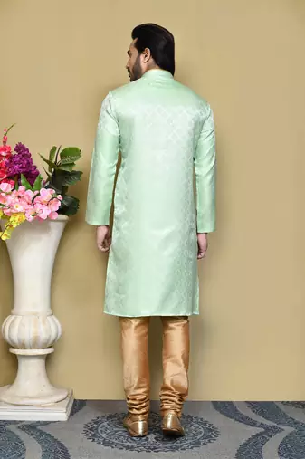 Pista woven art silk kurta pajama