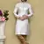 Cream woven art silk kurta pajama