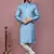 Sky blue plain cotton silk kurta pajama