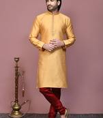 Gold woven art silk kurta pajama