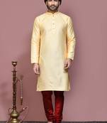 Gold woven art silk kurta pajama