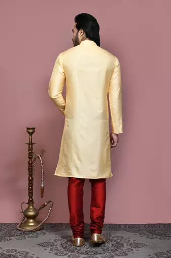 Gold woven art silk kurta pajama