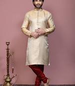 Gold woven art silk kurta pajama