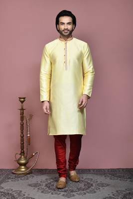 Blue woven art silk kurta pajama 1