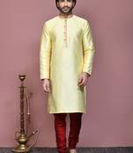 Blue woven art silk kurta pajama