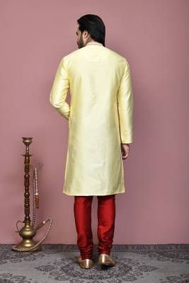 Blue woven art silk kurta pajama 3