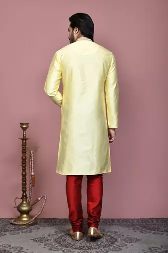 Blue woven art silk kurta pajama