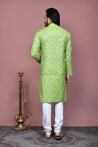 Pista printed cotton kurta pajama
