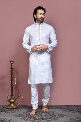 Brown printed cotton kurta pajama 1