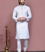 Brown printed cotton kurta pajama