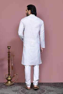 Brown printed cotton kurta pajama 3