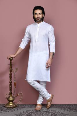 White embroidered cotton kurta pajama 4