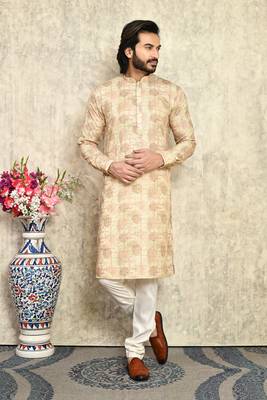 Mustard plain cotton kurta pajama 1