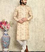 Mustard plain cotton kurta pajama