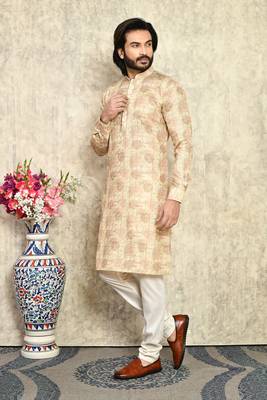 Mustard plain cotton kurta pajama 2