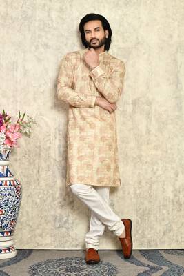 Mustard plain cotton kurta pajama 4