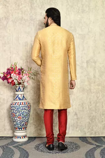 Gold embroidered art silk kurta pajama