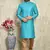 Turquoise plain art silk kurta pajama