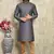 Grey plain art silk kurta pajama