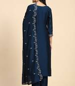 Trendmalls  Vichitra Silk Embroidery Salwar Suit Set Kurta Pant with Dupatta