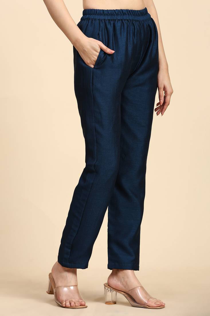 Trendmalls  Vichitra Silk Embroidery Salwar Suit Set Kurta Pant with Dupatta