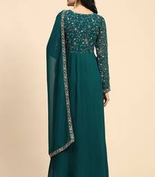 Women's Georgette Blooming Embroidery Salwar Suit Set Kurta Pant with Dupatta