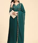 Trendmalls Women's Georgette Blooming Embroidery Salwar Suit Set Kurta Pant with Dupatta