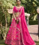 Magenta colour banarasi silk embroidered wedding lehenga