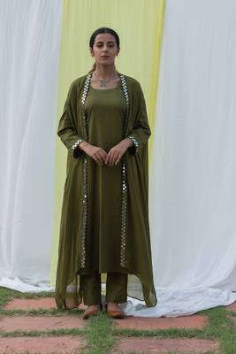 Cape suit - olive green suit set 2