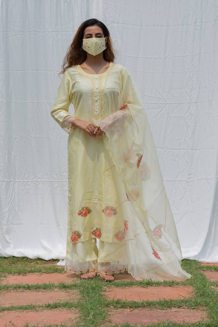 Radhika lemon yellow suit set Saatvikei 4250265