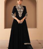 BLACK GEORGETTE EMBROIDERED ANARKALI STYLE SALWAR KAMEEZ