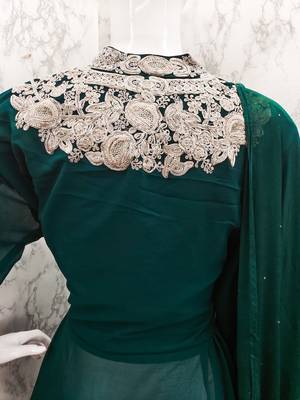 GREEN GEORGETTE EMBROIDERED ANARKALI STYLE SALWAR KAMEEZ 5