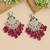 Magenta color meena work kundan earrings