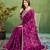 Mahalasa Wine Floral Thread Work Pure Chiffon Saree With Stitched Blouse