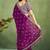 Mahalasa Wine Floral Thread Work Pure Chiffon Saree With Stitched Blouse